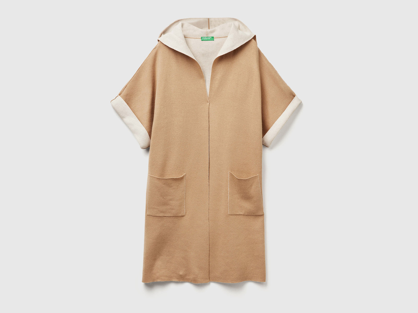 Cappotto aperto reversibile da donna cammello | Benetton Outlet