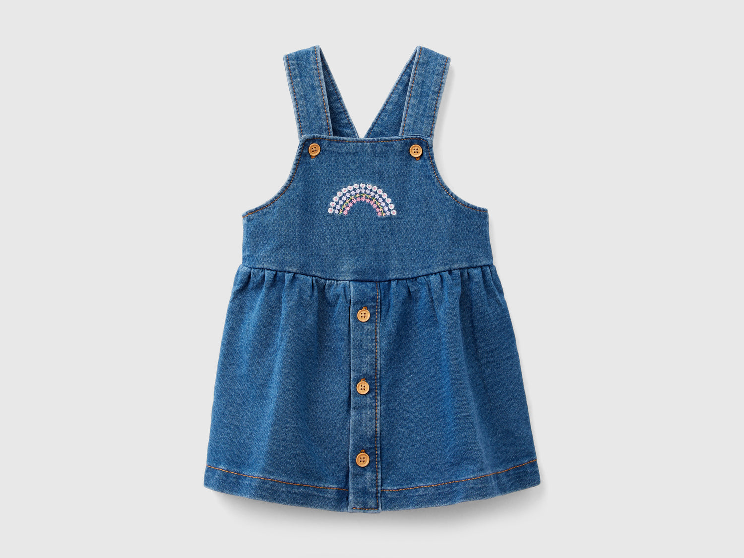 Gonna salopette effetto denim da neonato blu | Benetton Outlet