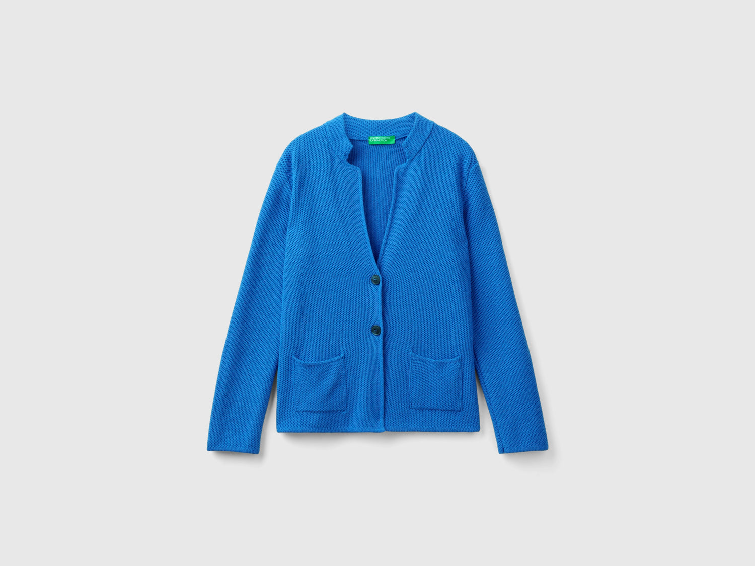 Giacca in maglia misto lana e cashmere da donna bluette | Benetton Outlet