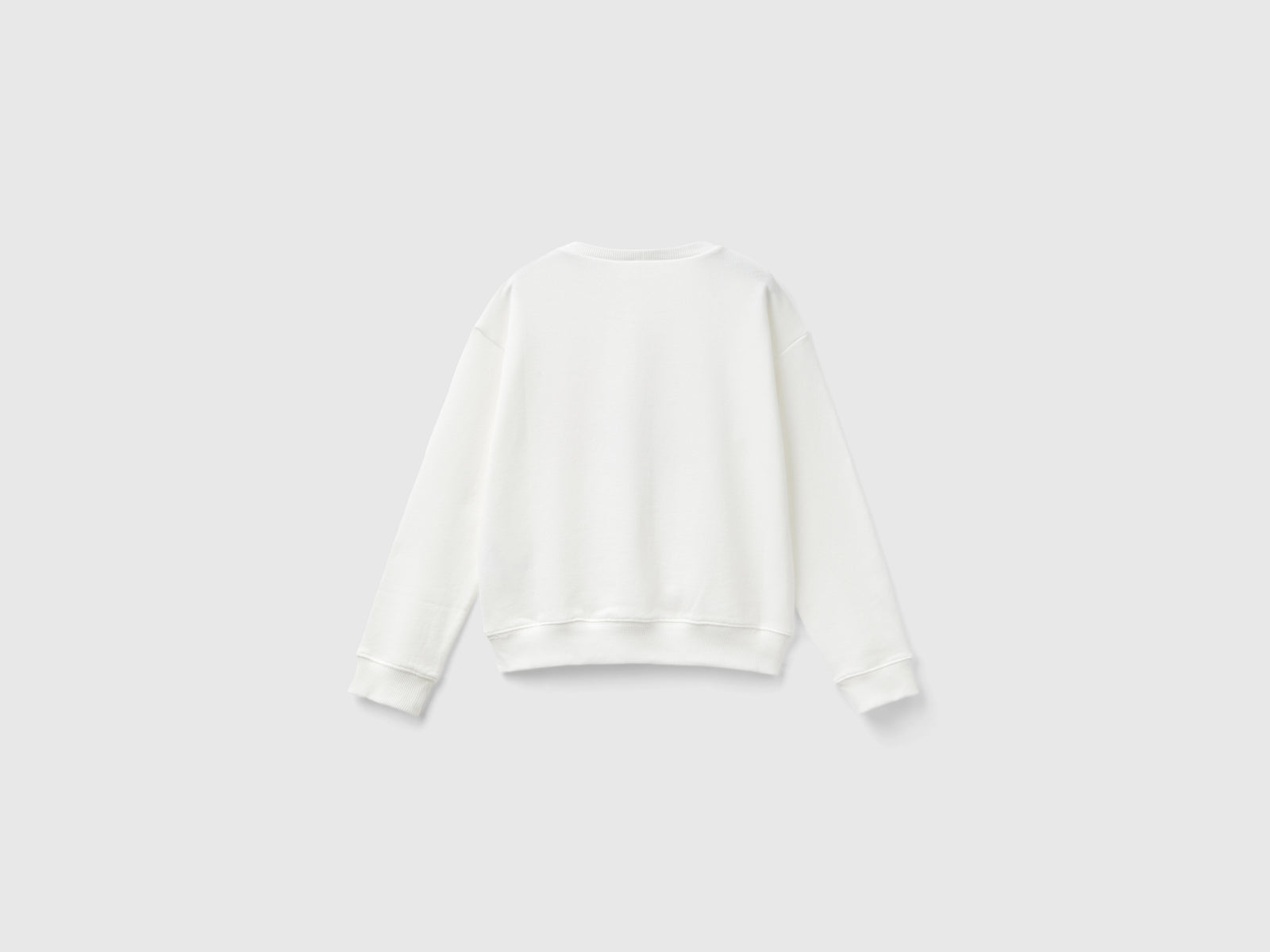 100% cotton sweatshirt with glitter logo da bambina bianco panna 2 | Benetton Outlet