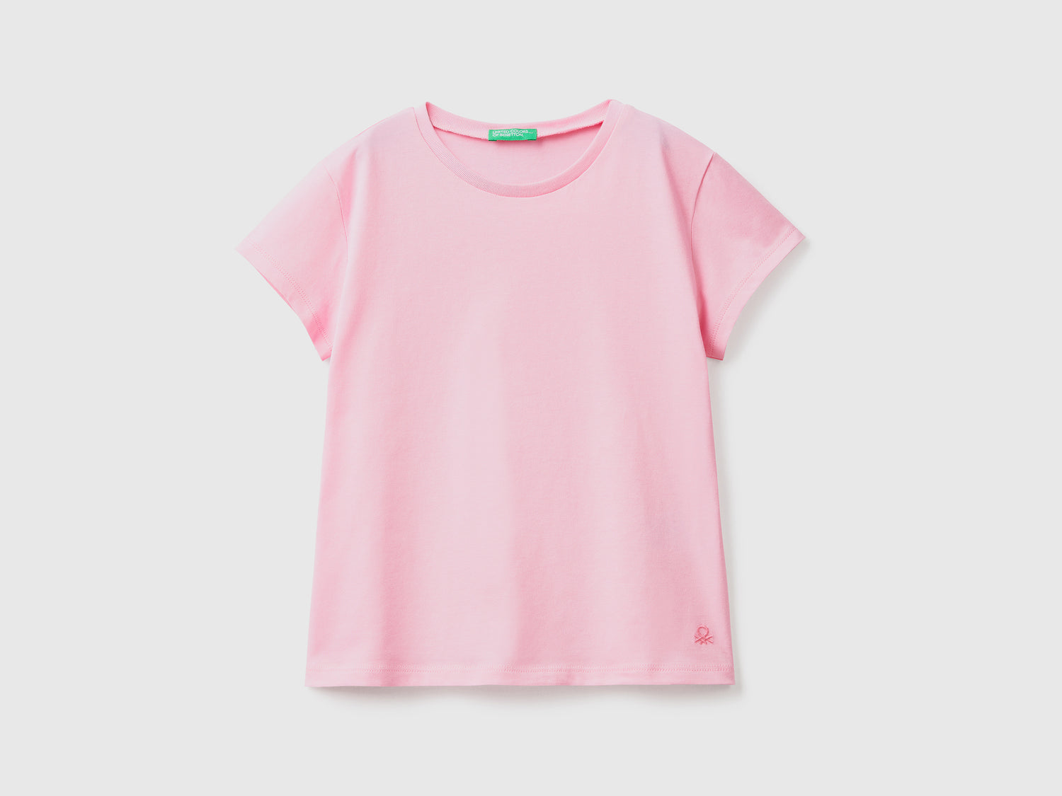 T-shirt in puro cotone da bambina rosa | Benetton Outlet