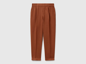 Pantaloni regular fit in puro lino
