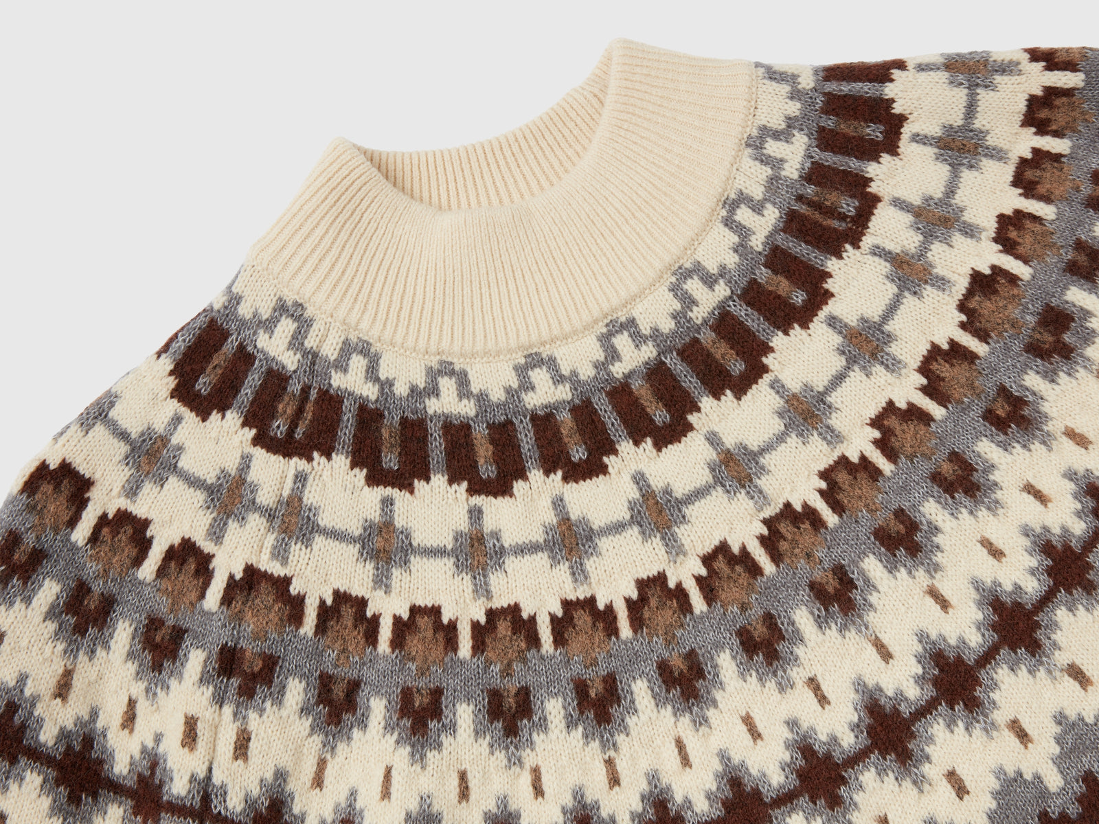 Maglia lupetto jacquard da uomo beige 3 | Benetton Outlet