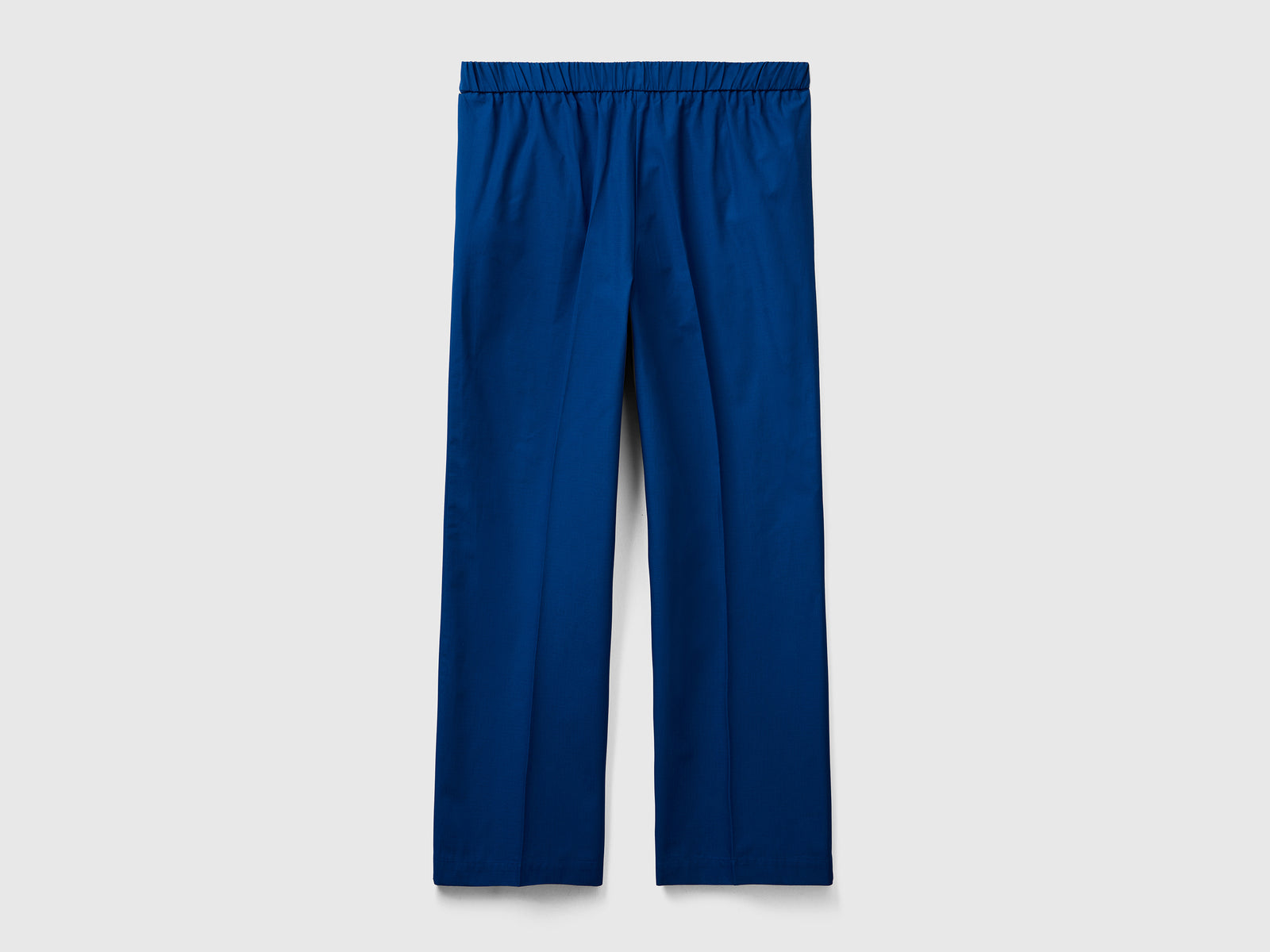 Pantaloni lunghi in puro cotone con gamba morbida da donna blu scuro 2 | Benetton Outlet