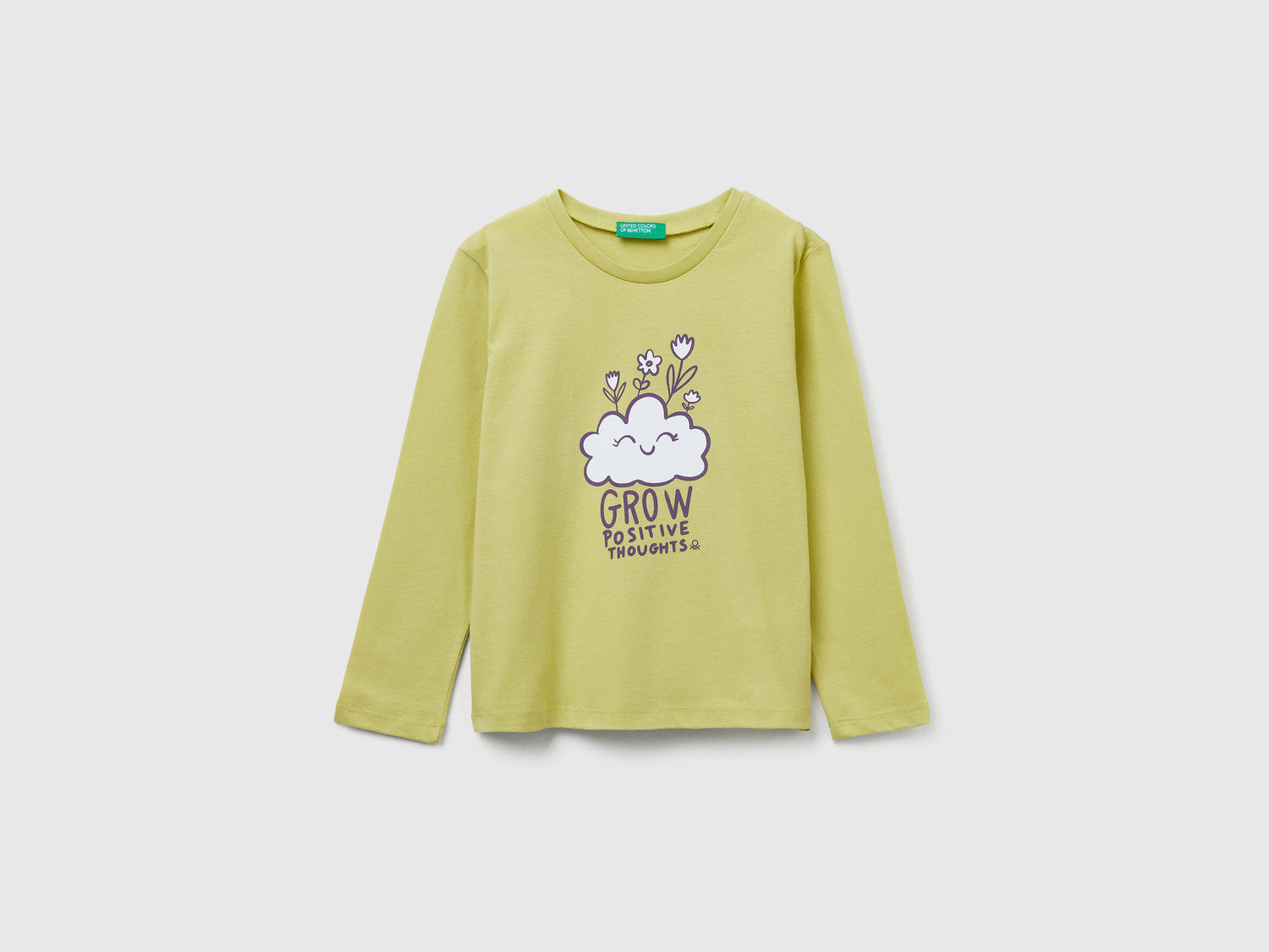 Maglietta regular fit con stampa da bimba giallo | Benetton Outlet