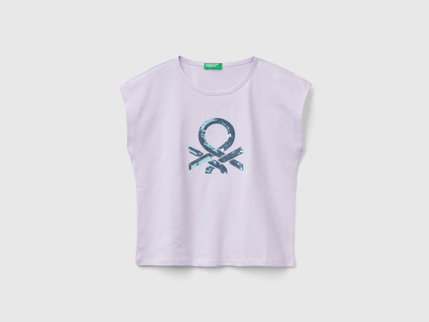 T-shirt con paillettes da bambina lilla | Benetton Outlet