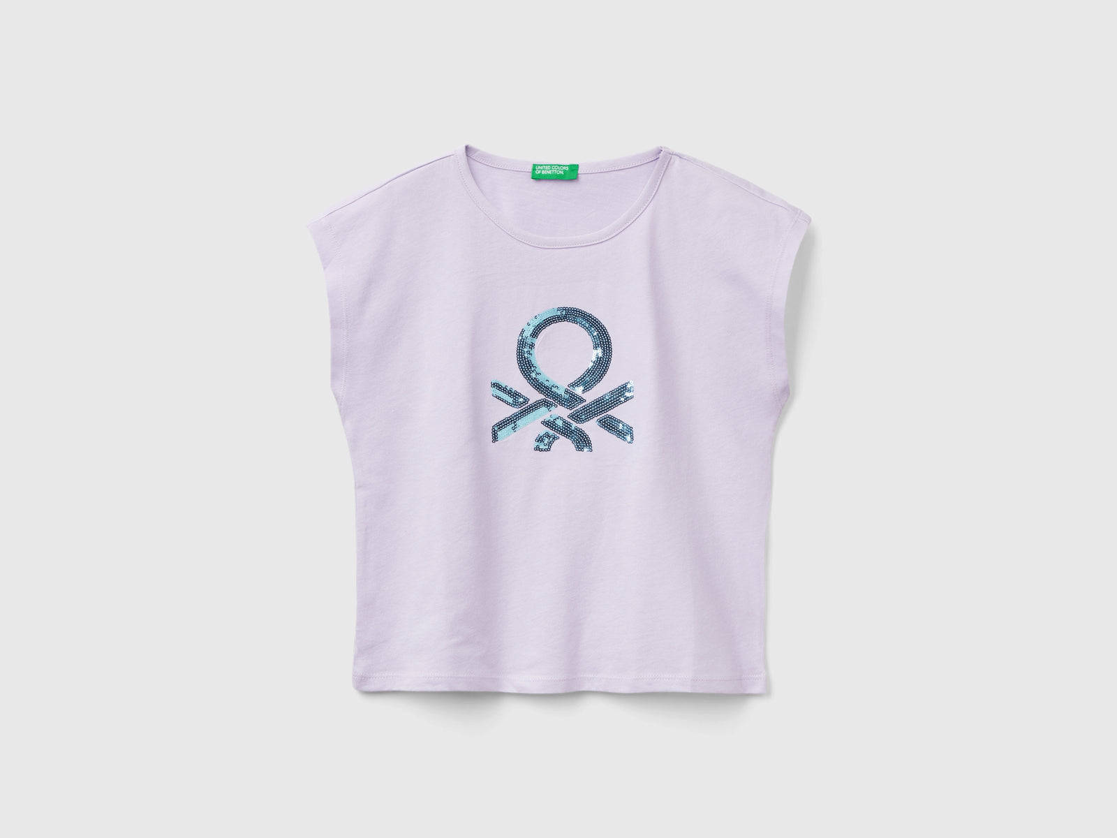 T-shirt con paillettes da bambina lilla | Benetton Outlet