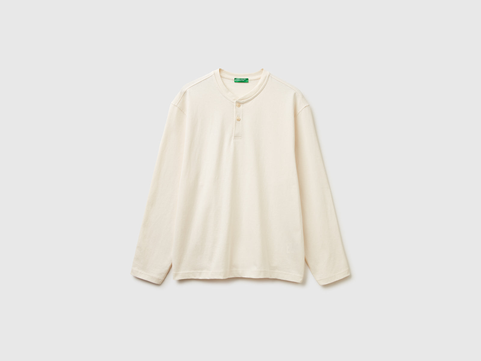 T-shirt con scollo serafino da uomo bianco panna | Benetton Outlet