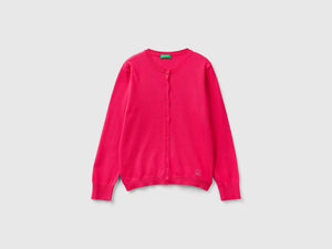 Cardigan girocollo in misto cotone
