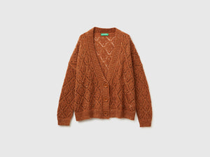 Cardigan traforato con paillettes
