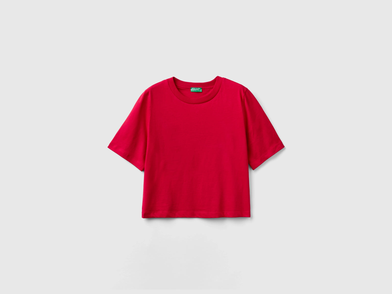 T-shirt boxy fit 100% cotone da donna ciclamino | Benetton Outlet