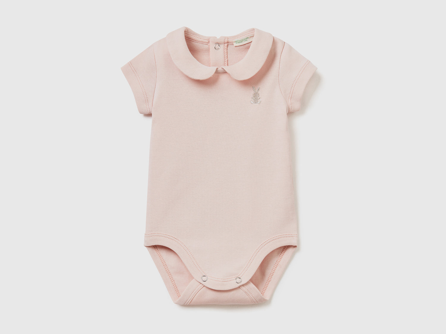Body in costina di puro cotone da neonato rosa tenue | Benetton Outlet