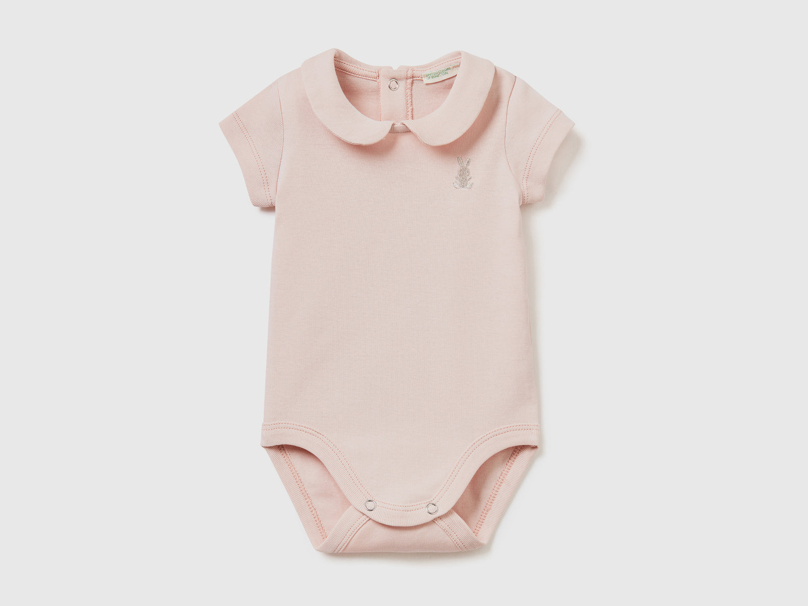 Body in costina di puro cotone da neonato rosa tenue | Benetton Outlet
