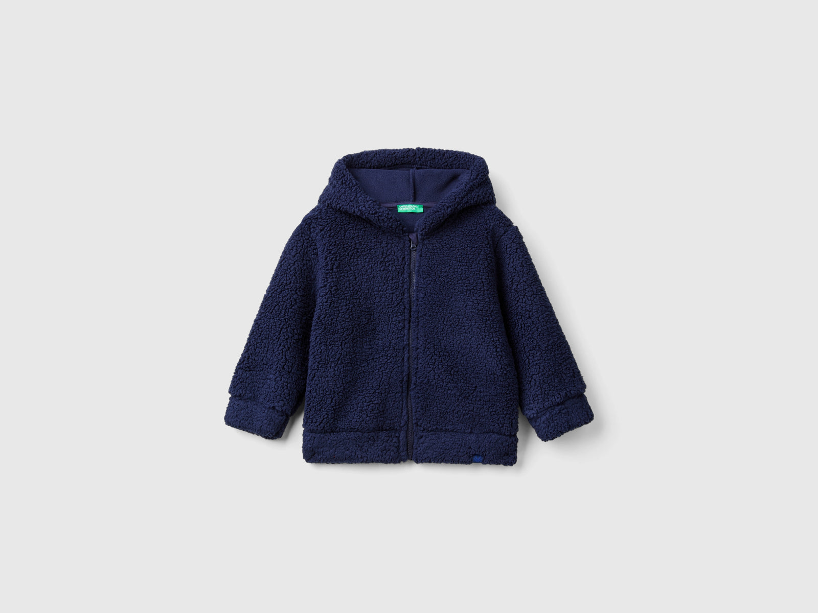 Felpa effetto orsetto con cappuccio da bimbo blu scuro | Benetton Outlet