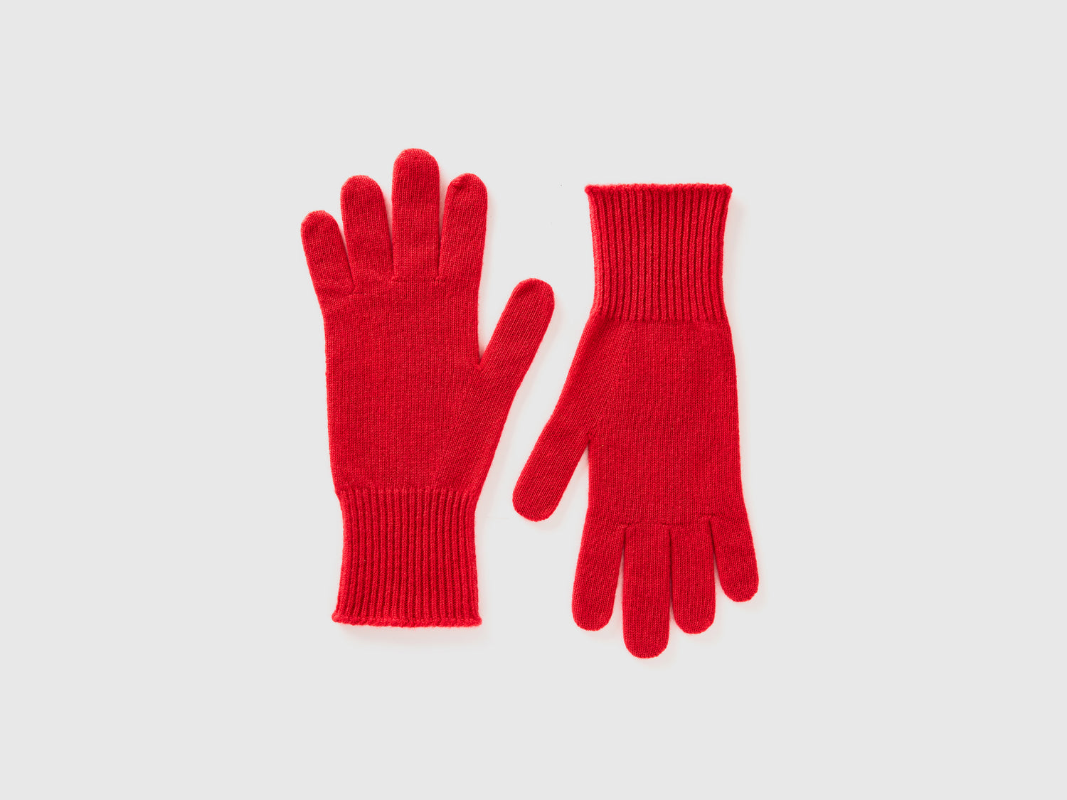 Guanti in pura lana Merino da donna rosso | Benetton Outlet