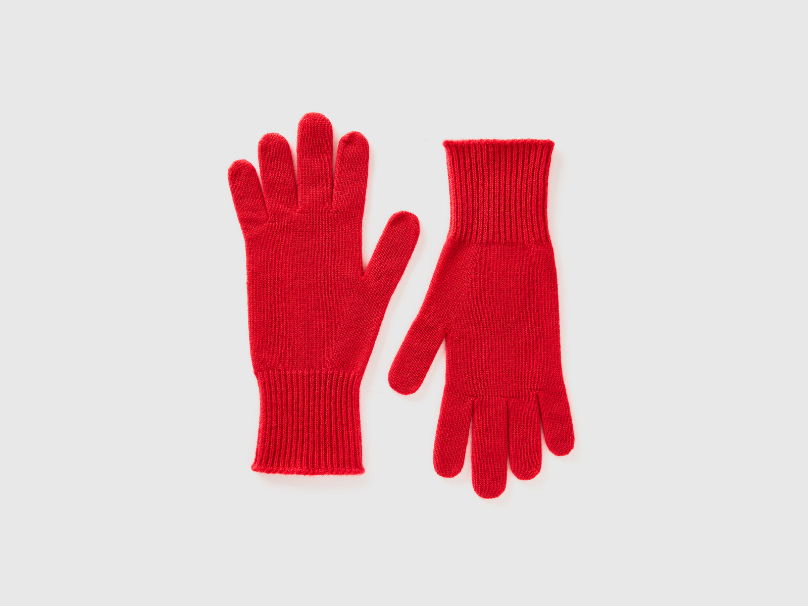 Guanti in pura lana Merino da donna rosso | Benetton Outlet