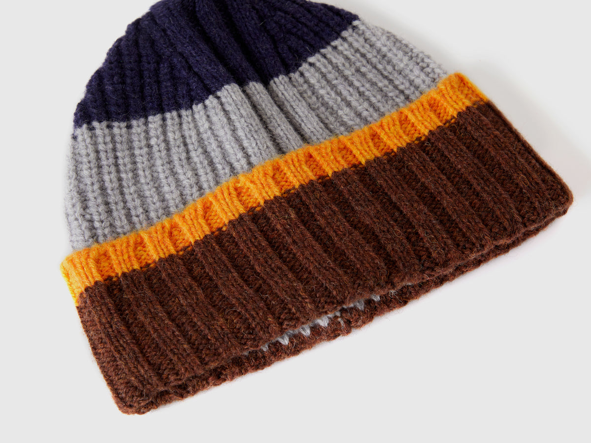 Cappello a righe in pura lana Shetland