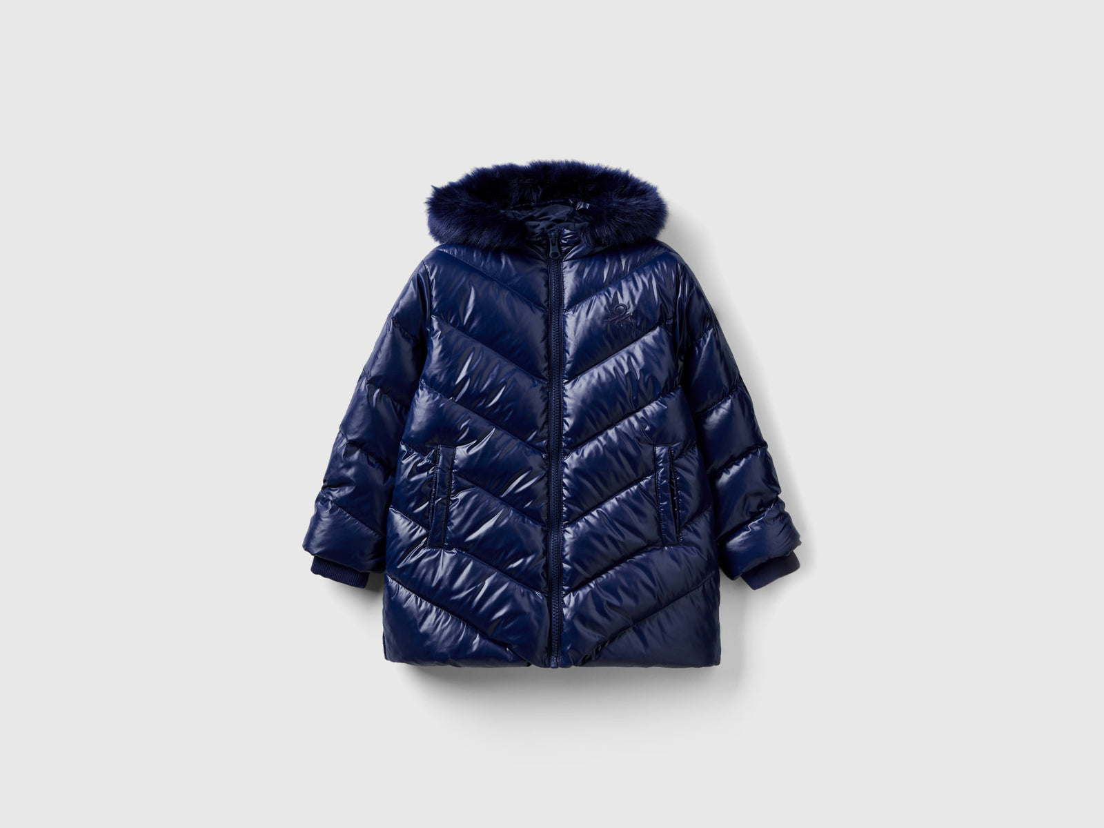 Piumino "Rain Defender" con cappuccio da bambina blu scuro | Benetton Outlet