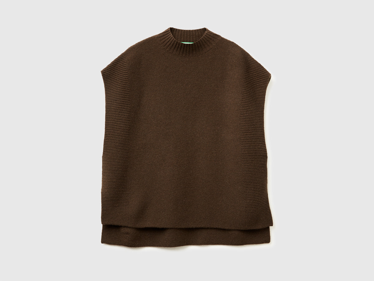 Gilet lupetto in misto lana