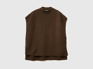 Gilet lupetto in misto lana