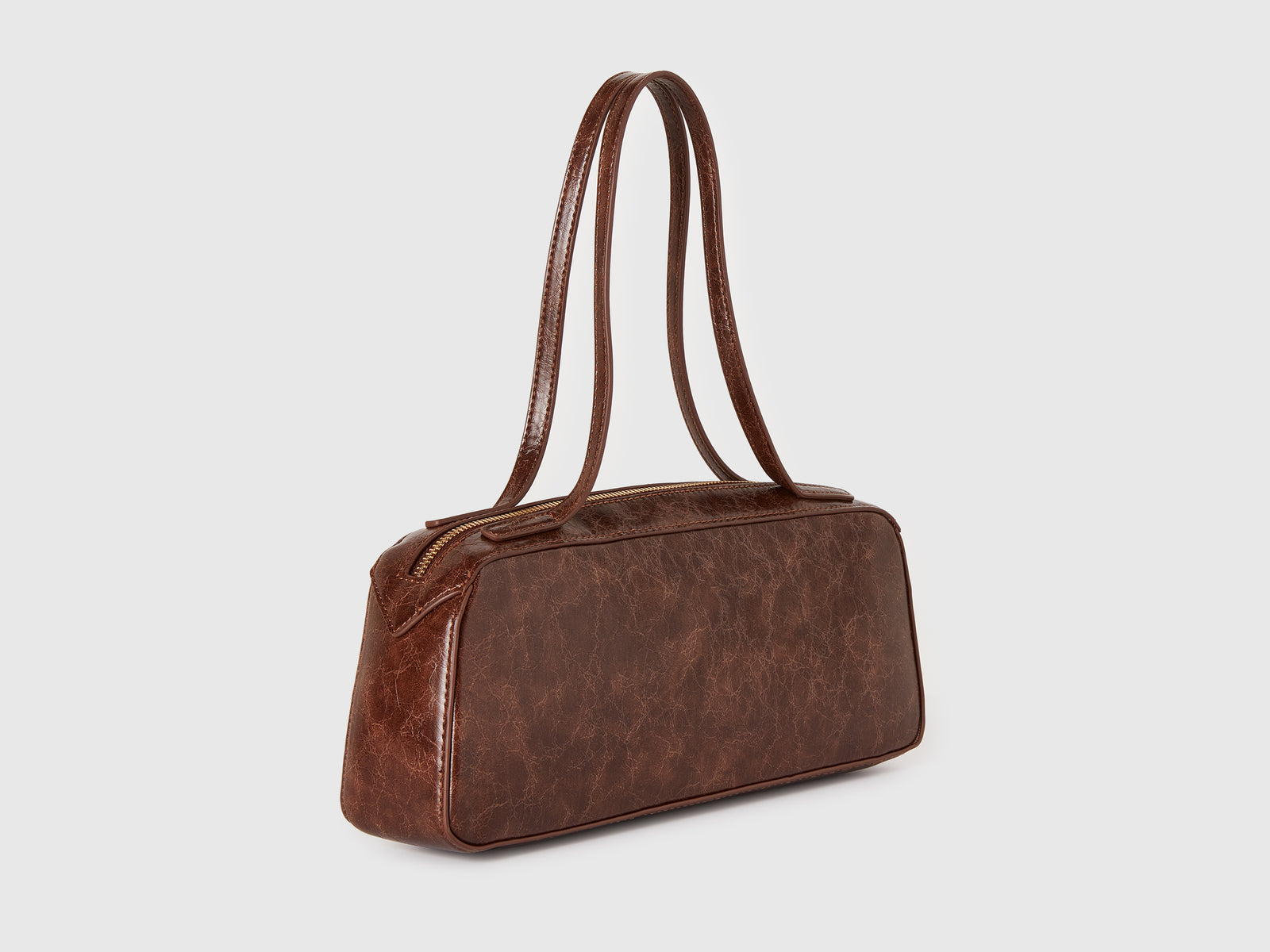 Borsa a spalla in tessuto spalmato da donna marrone 2 | Benetton Outlet