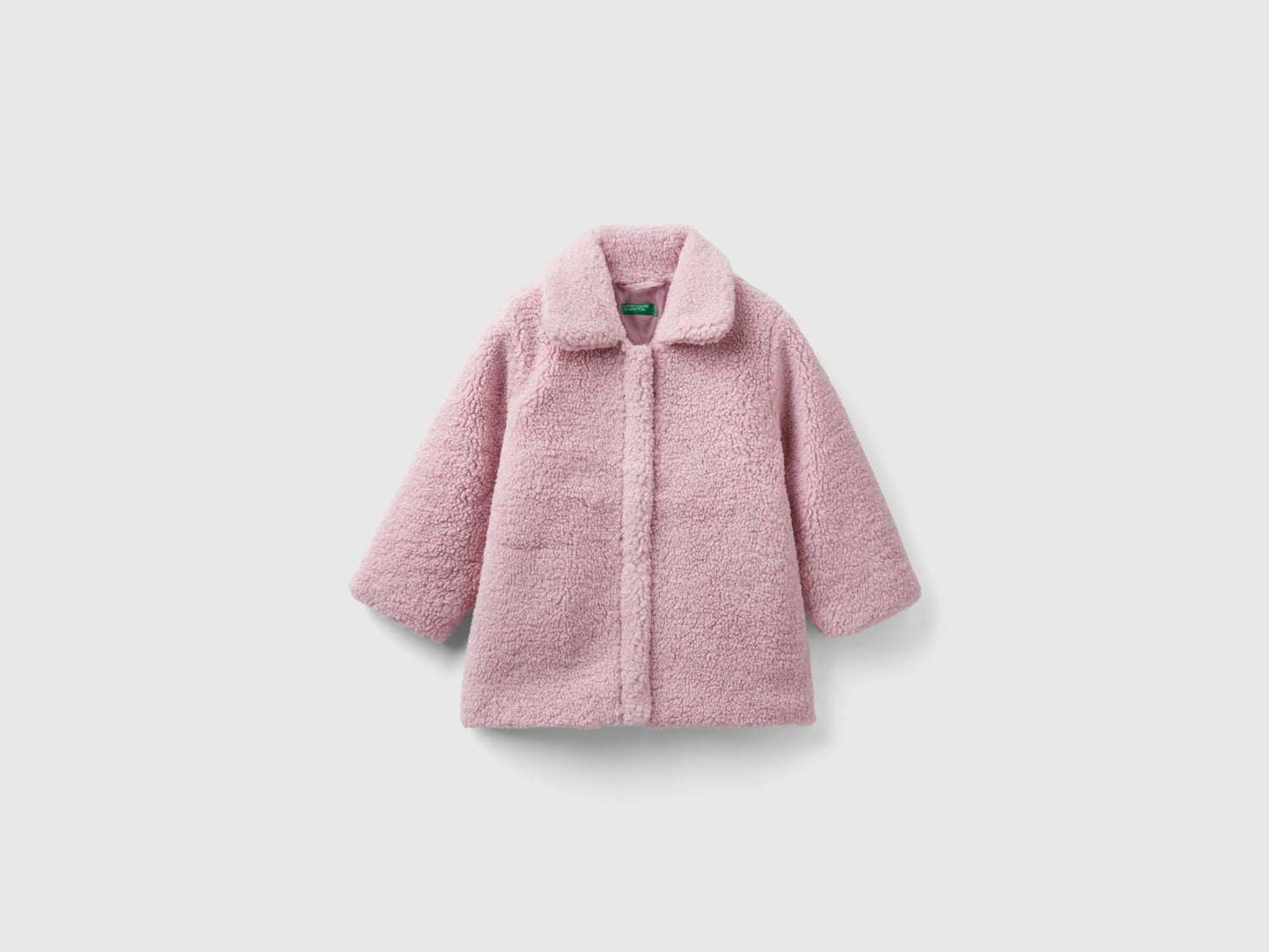 Cappotto in pelliccetta sintetica da bimba rosa | Benetton Outlet