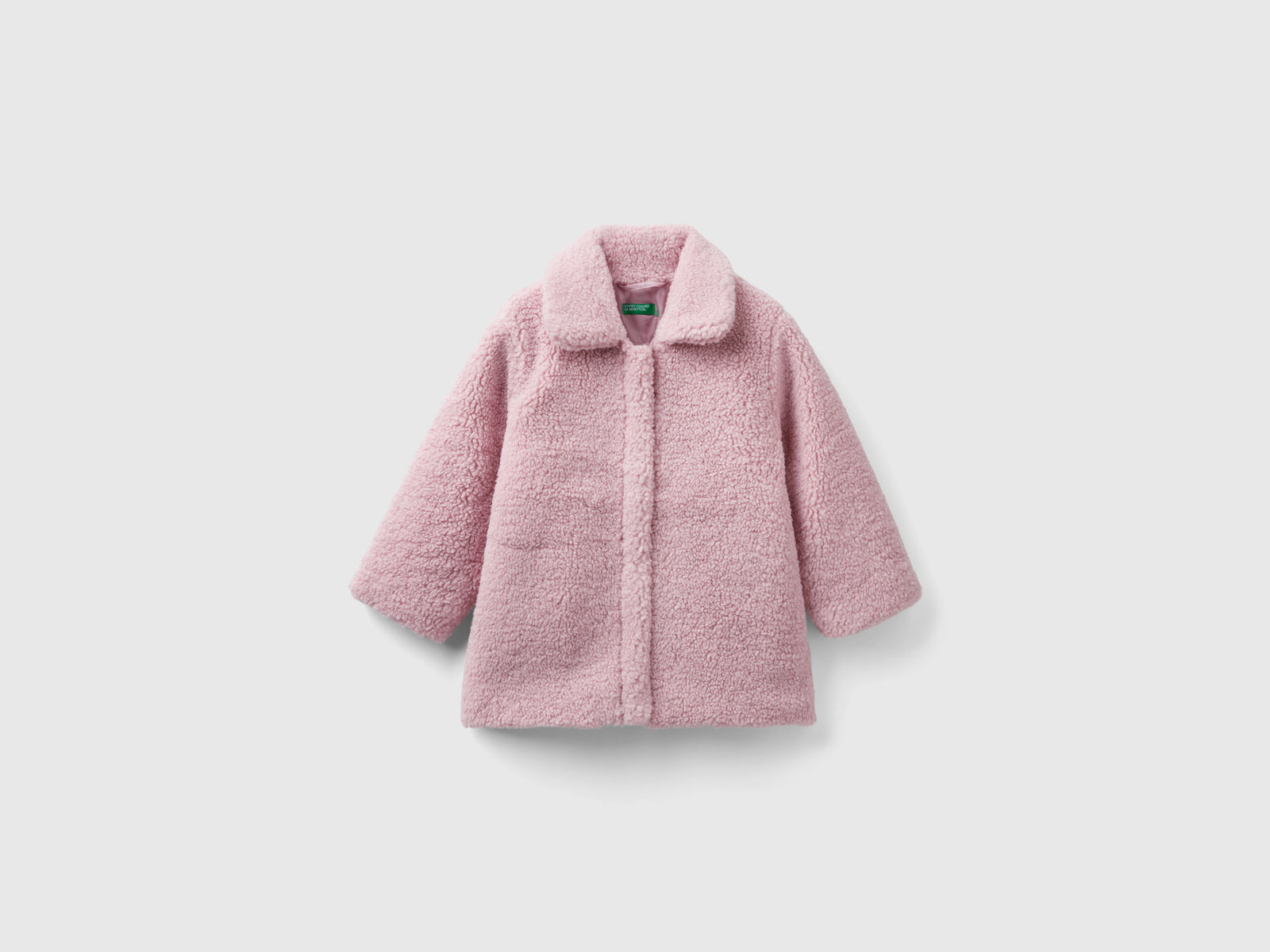 Cappotto in pelliccetta sintetica da bimba rosa | Benetton Outlet