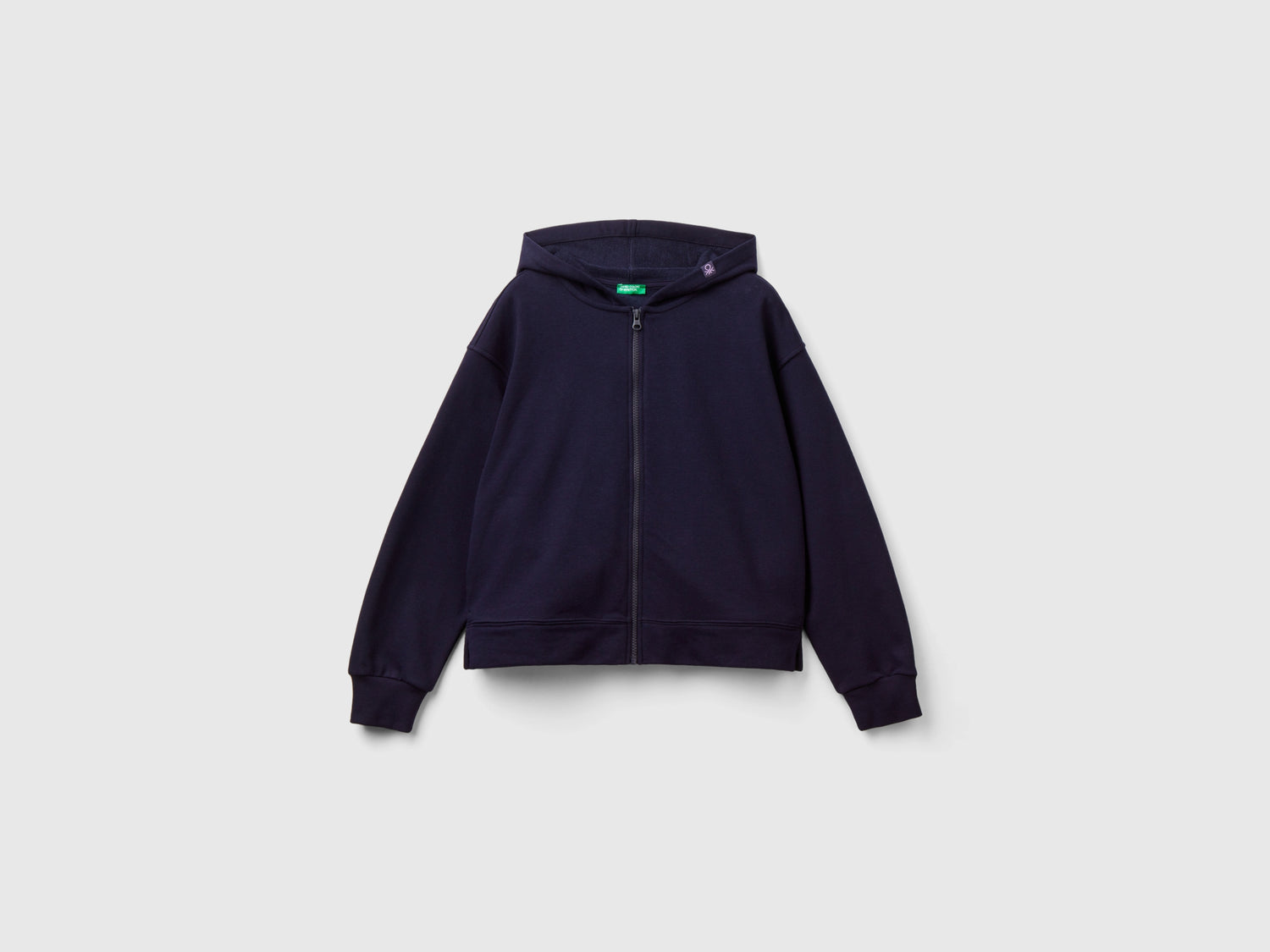 Felpa con cappuccio e zip da donna blu scuro | Benetton Outlet