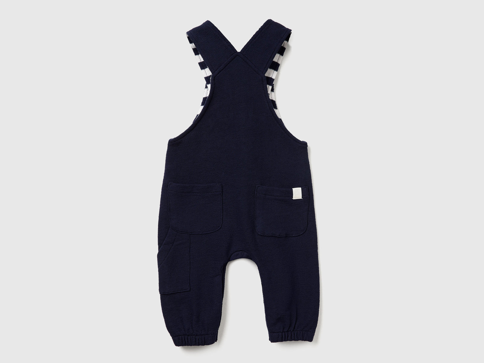 Salopette in felpa con tasche da neonato blu scuro 2 | Benetton Outlet
