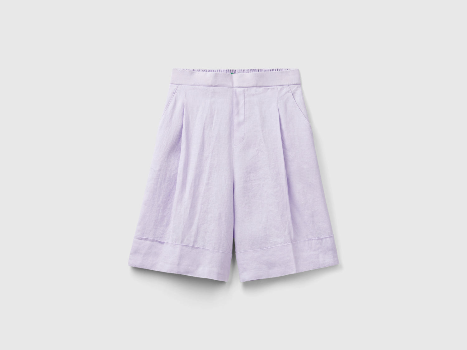 Bermuda 100% lino con risvolto da donna lilla | Benetton Outlet