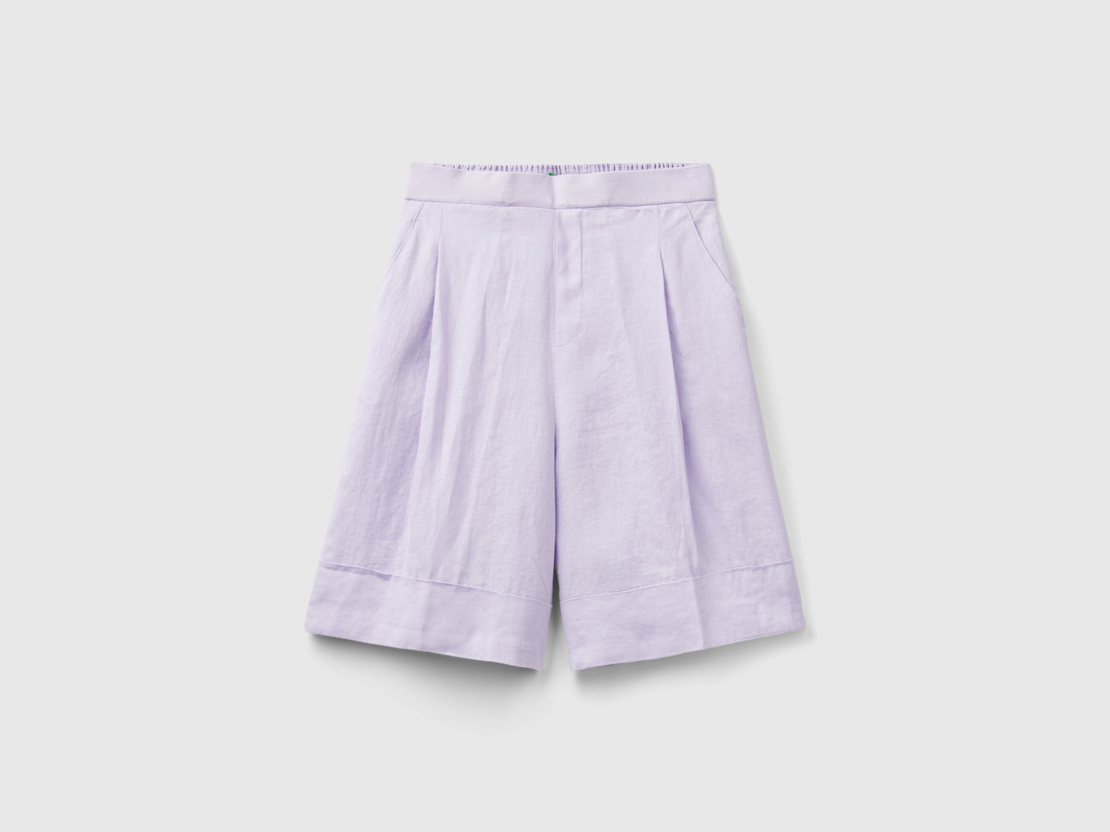 Bermuda 100% lino con risvolto da donna lilla | Benetton Outlet
