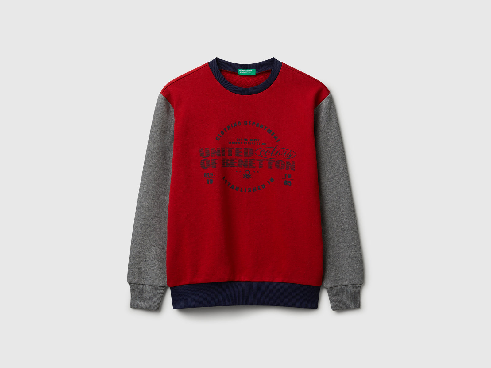 Felpa con logo in cotone da bambino rosso | Benetton Outlet
