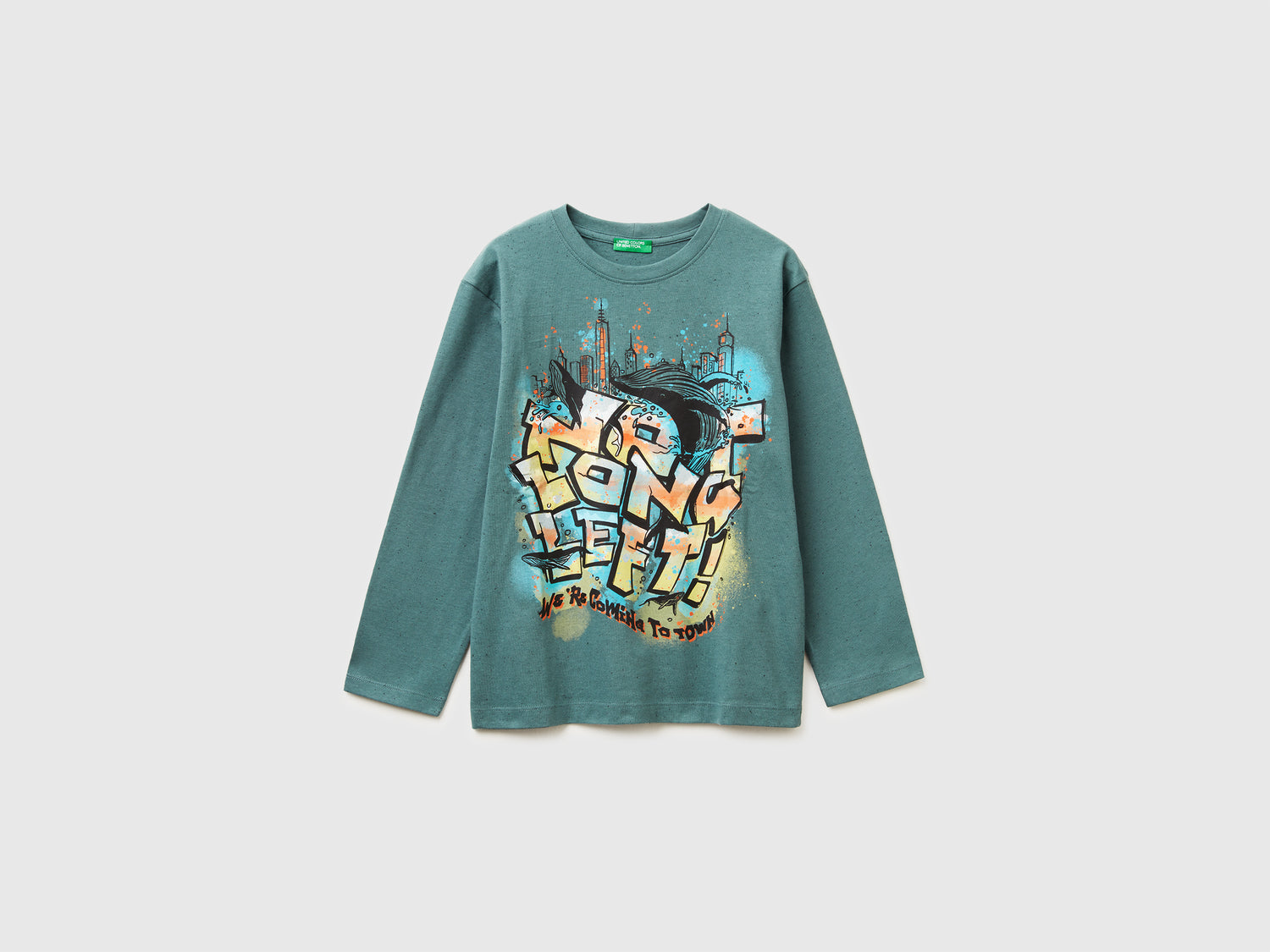 T-shirt con stampa graffiti da bambino turchese | Benetton Outlet