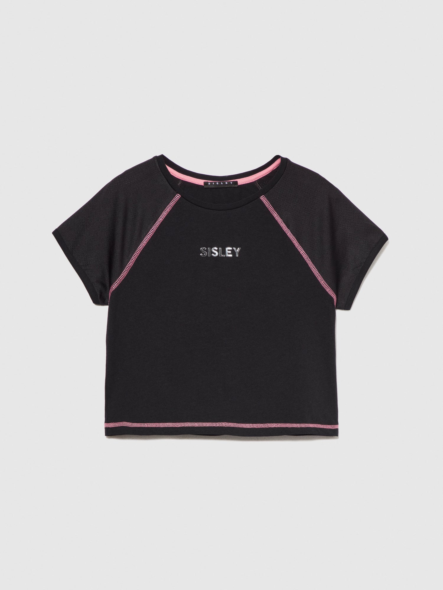 T-shirt sporty con logo da bambina nero | Sisley young Outlet