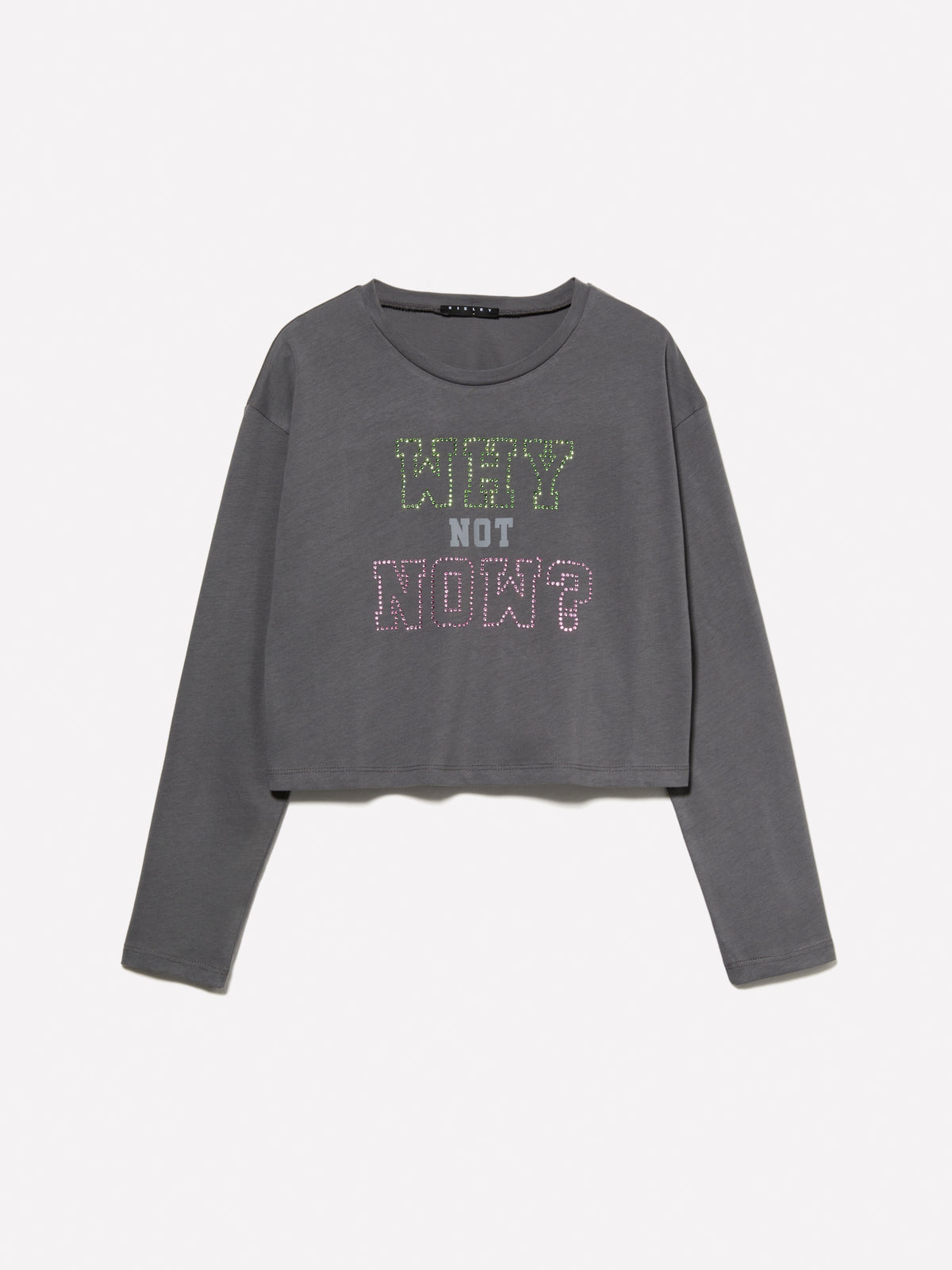 T-shirt cropped con strass