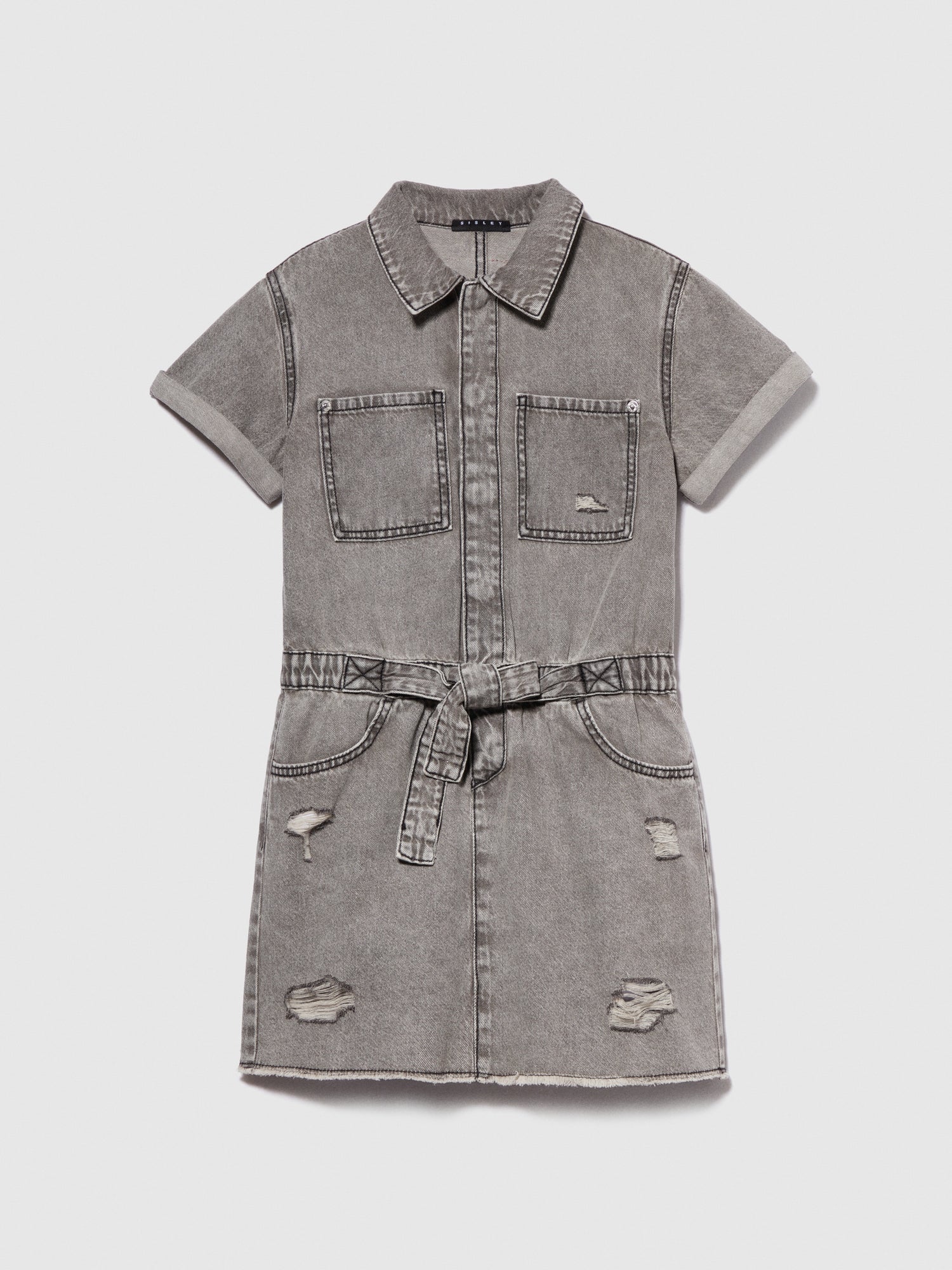 Vestito di jeans con rotture da bambina nero | Sisley young Outlet