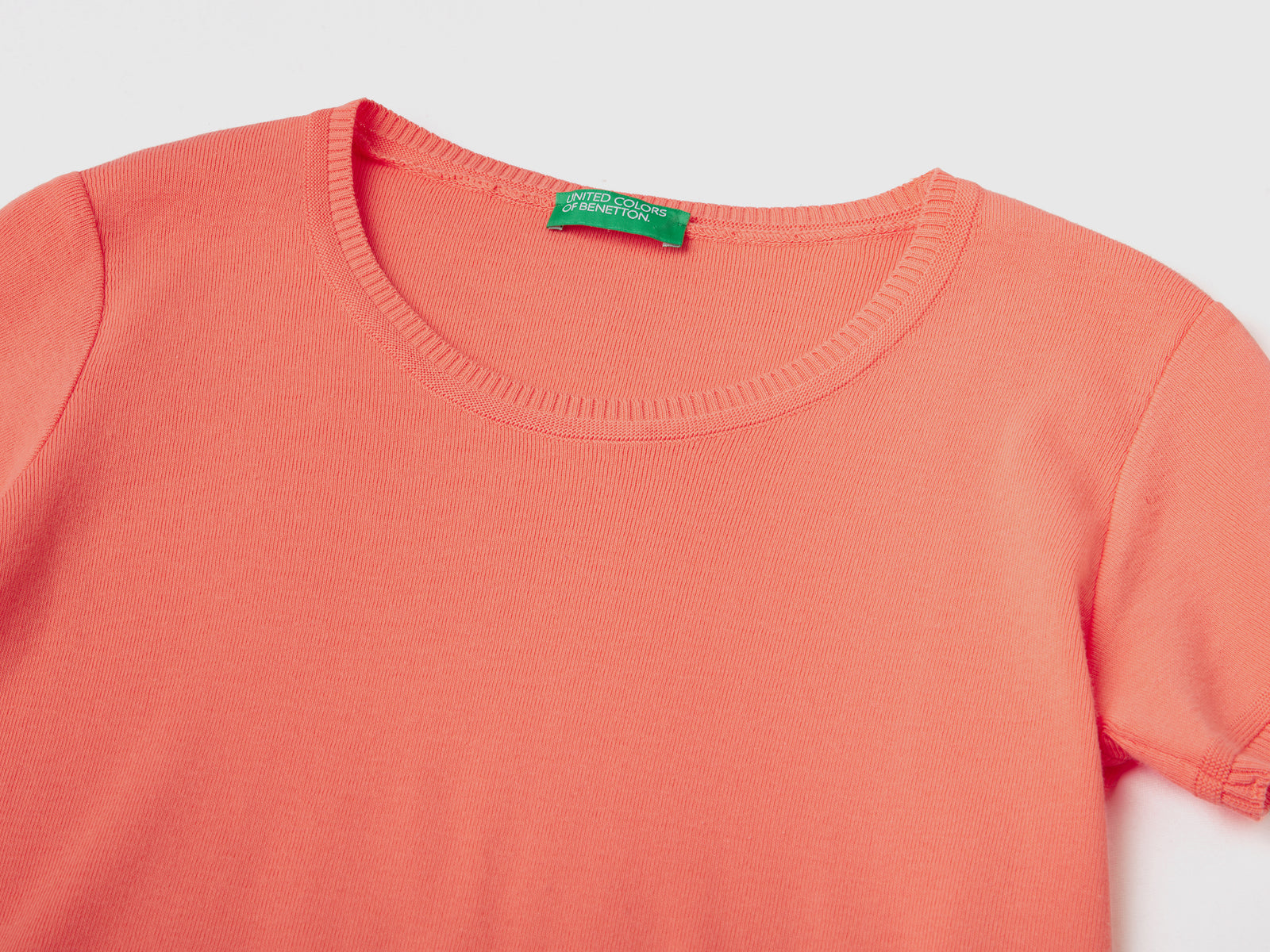 Maglia a manica corta in 100% cotone da donna arancione 3 | Benetton Outlet