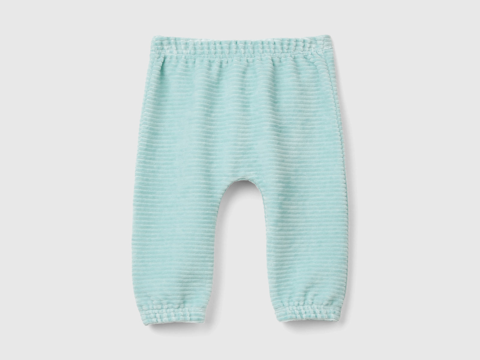 Pantaloni in ciniglia con ricamo da neonato verde acqua | Benetton Outlet