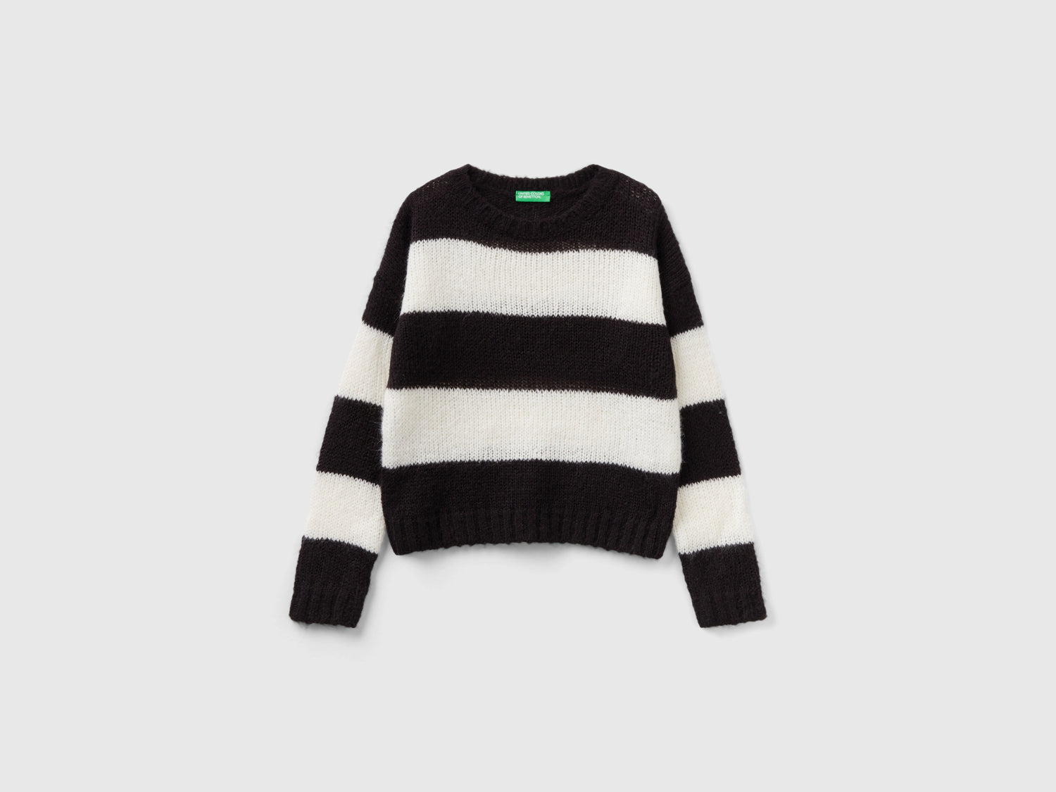 Maglia a righe bicolor da bambina nero | Benetton Outlet