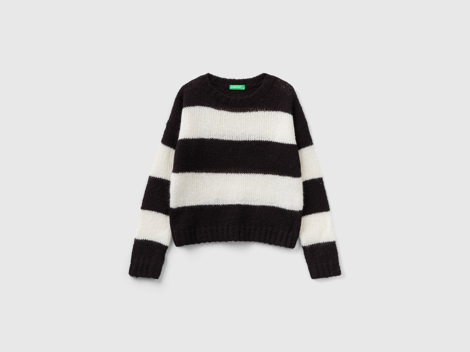Maglia a righe bicolor da bambina nero | Benetton Outlet