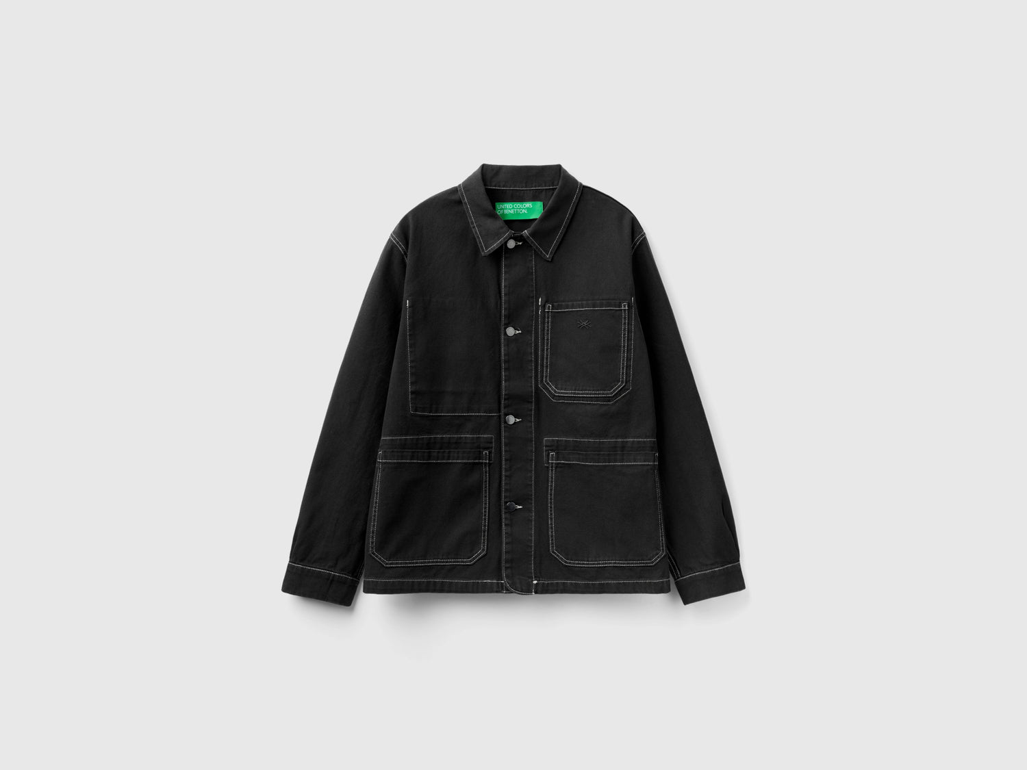 Giacca in tela di cotone da uomo nero | Benetton Outlet