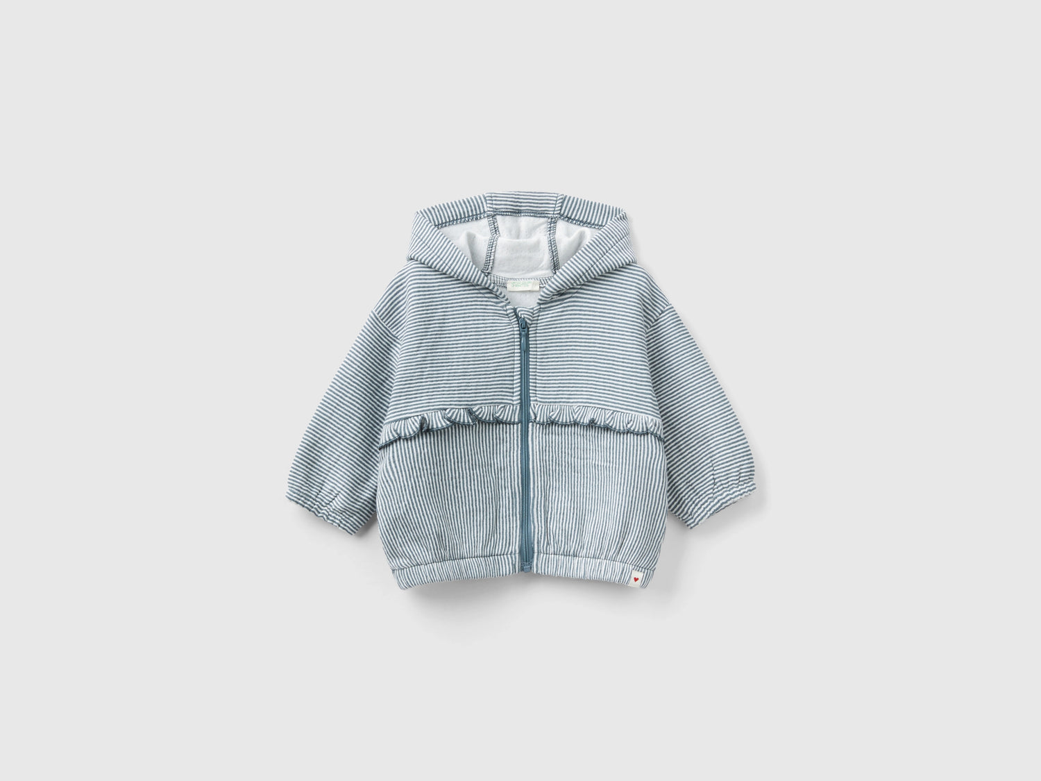Felpa a righe con rouches da neonato grigio | Benetton Outlet