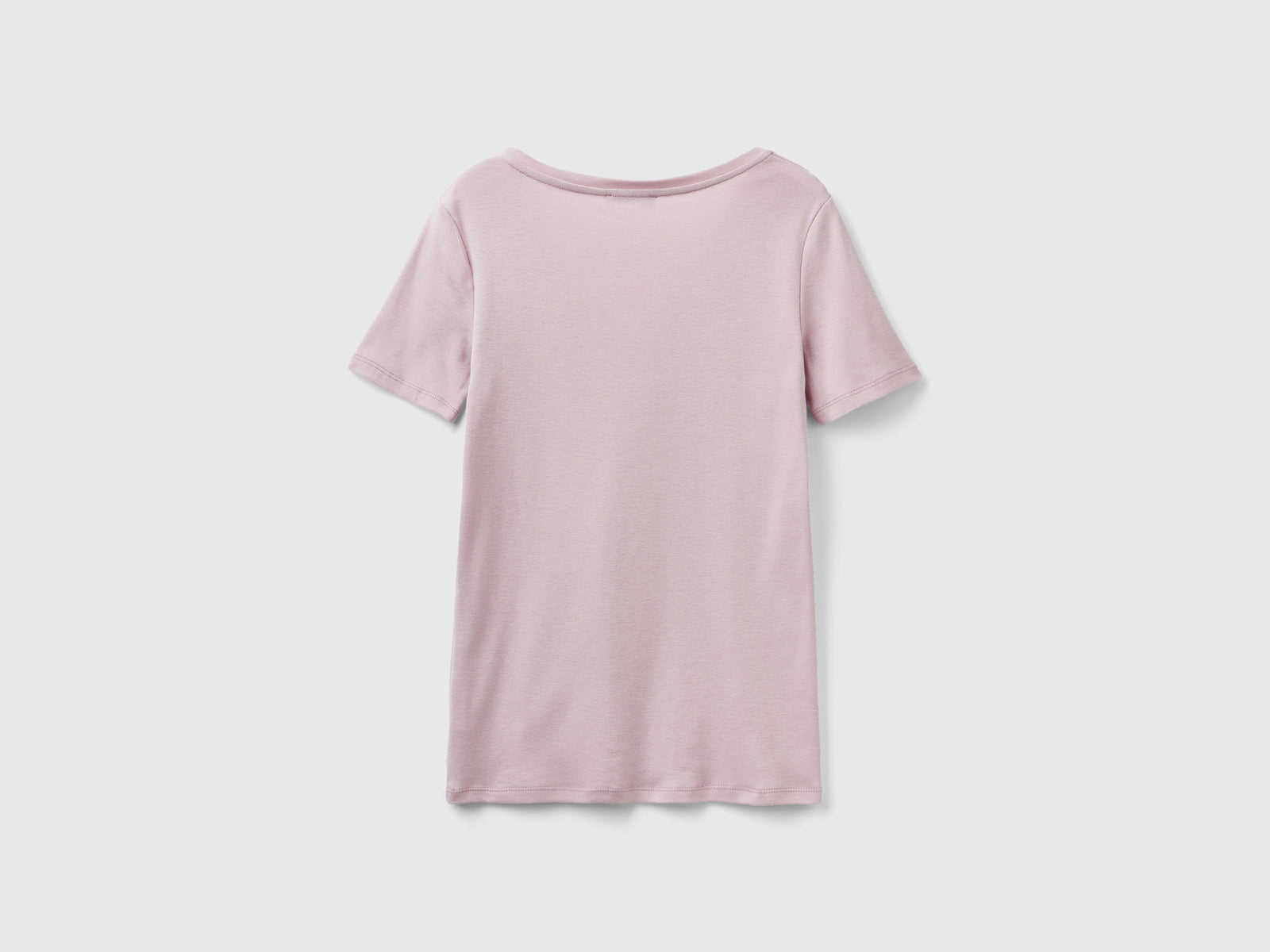 T-shirt in puro cotone con scollo a V da donna lilla 2 | Benetton Outlet