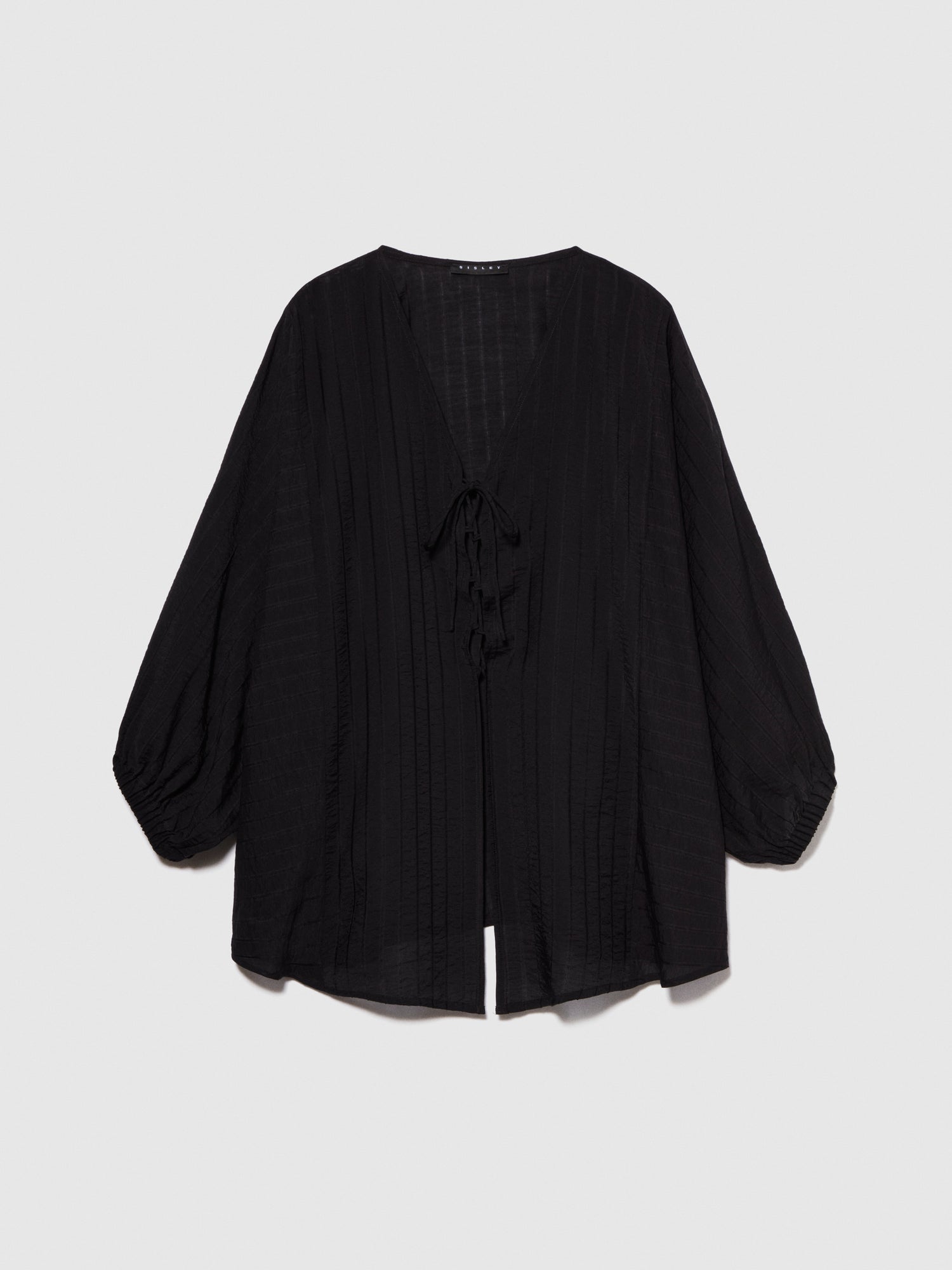 Blusa kaftano con laccetti da donna nero | Sisley Outlet