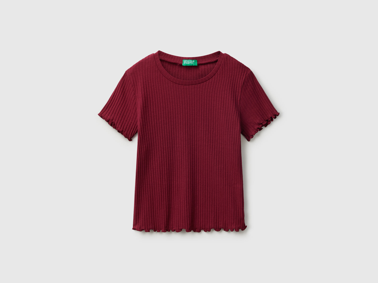 T-shirt a manica corta da bambina bordeaux | Benetton Outlet