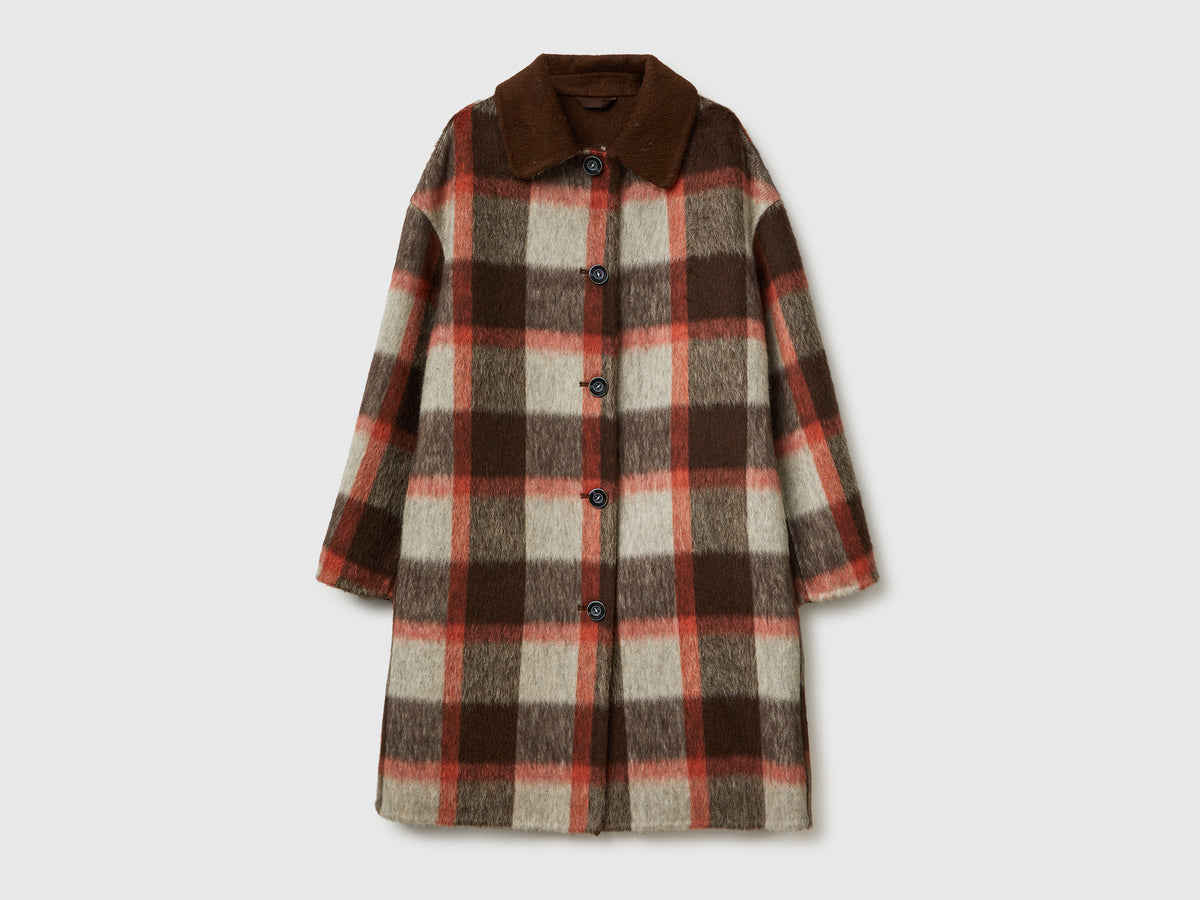 Cappotto a quadri in misto lana