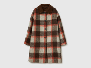 Cappotto a quadri in misto lana