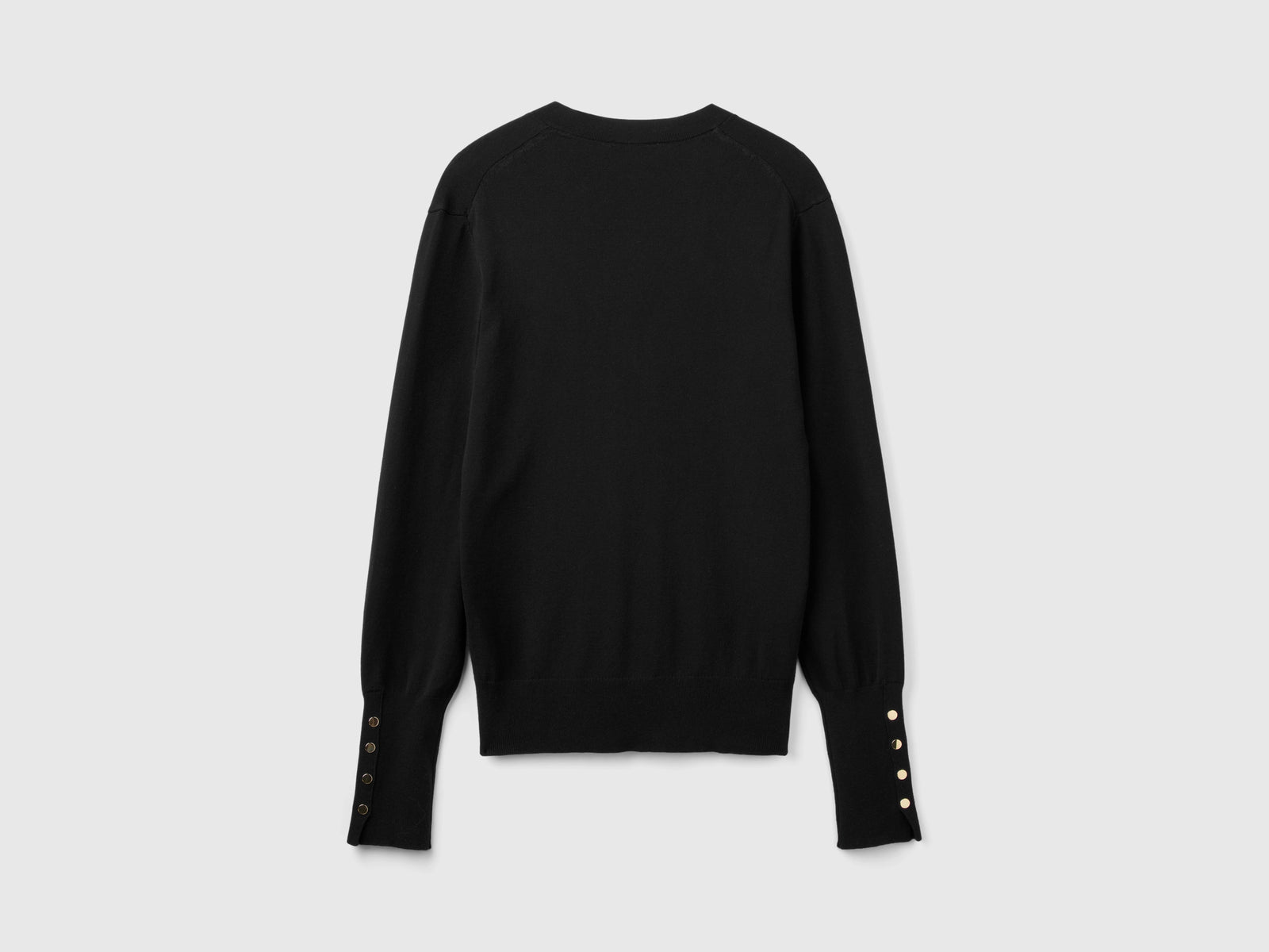 Maglia con scollo a V in misto viscosa da donna nero 2 | Benetton Outlet