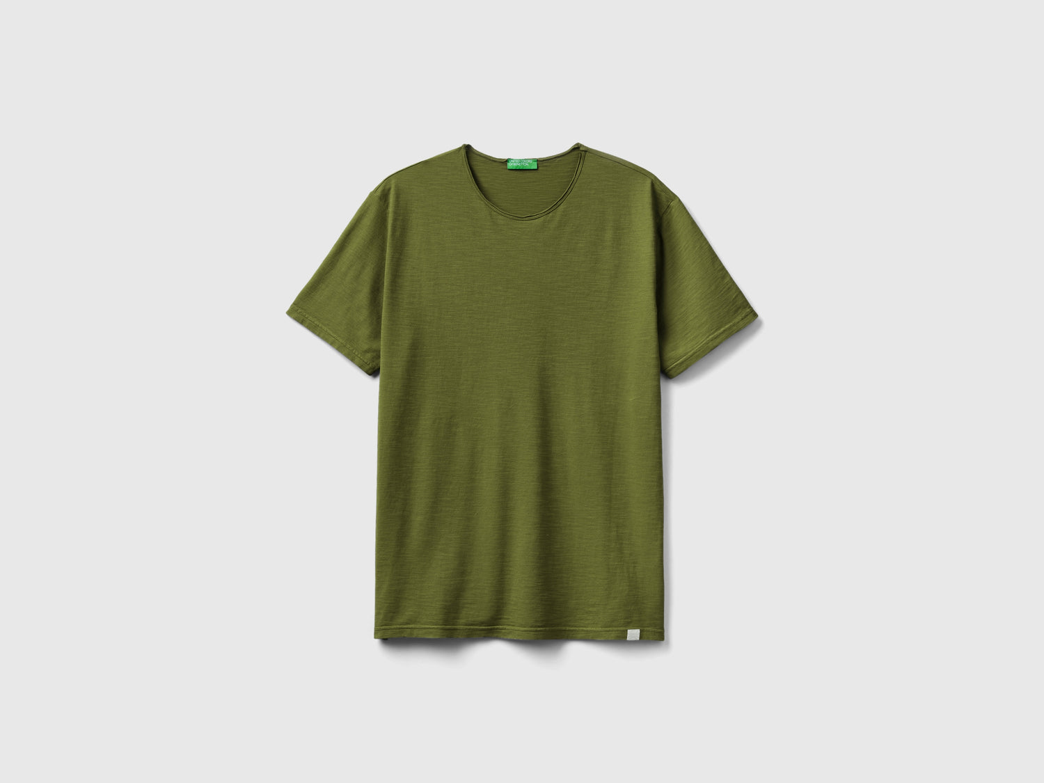 T-shirt in cotone fiammato da uomo verde militare | Benetton Outlet