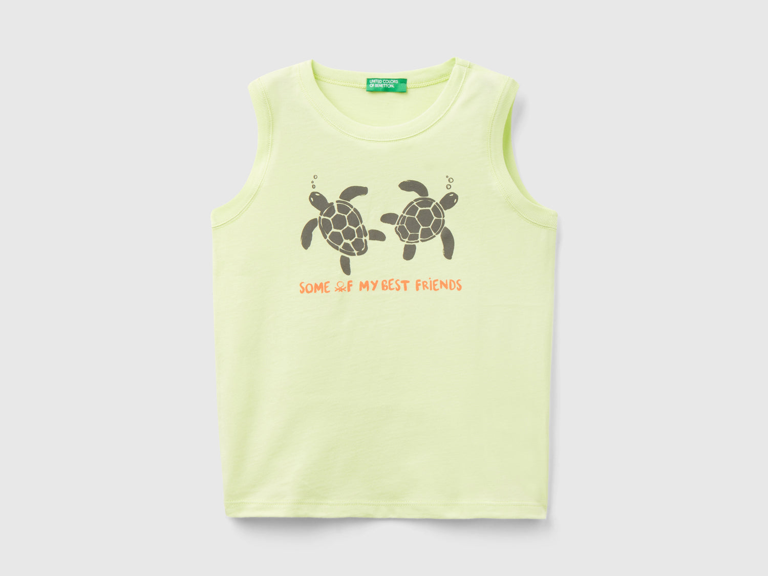 Canotta con stampa in cotone bio da bimbo lime | Benetton Outlet